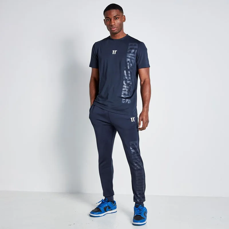 Embossed Print Track Pants - Navy