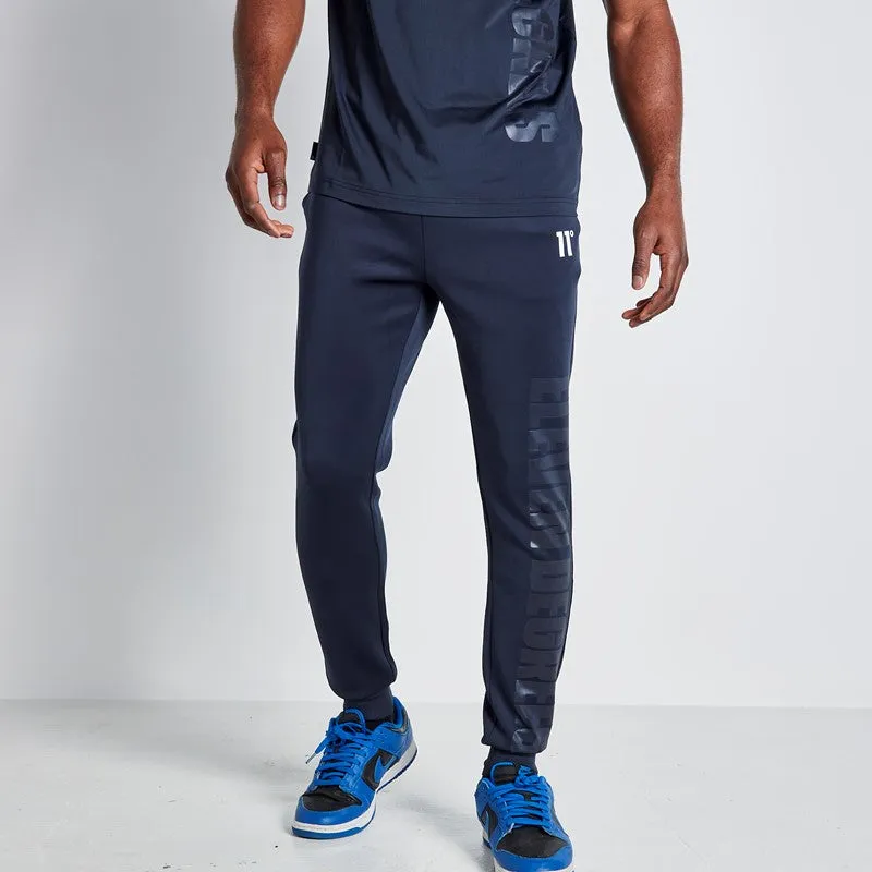 Embossed Print Track Pants - Navy