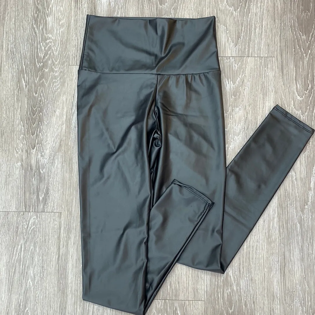 FAUX LEATHER HIGH WAISTED LEGGINGS