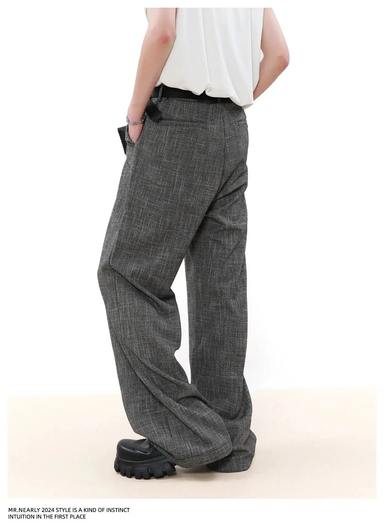 Flap Pocket Textured Trousers