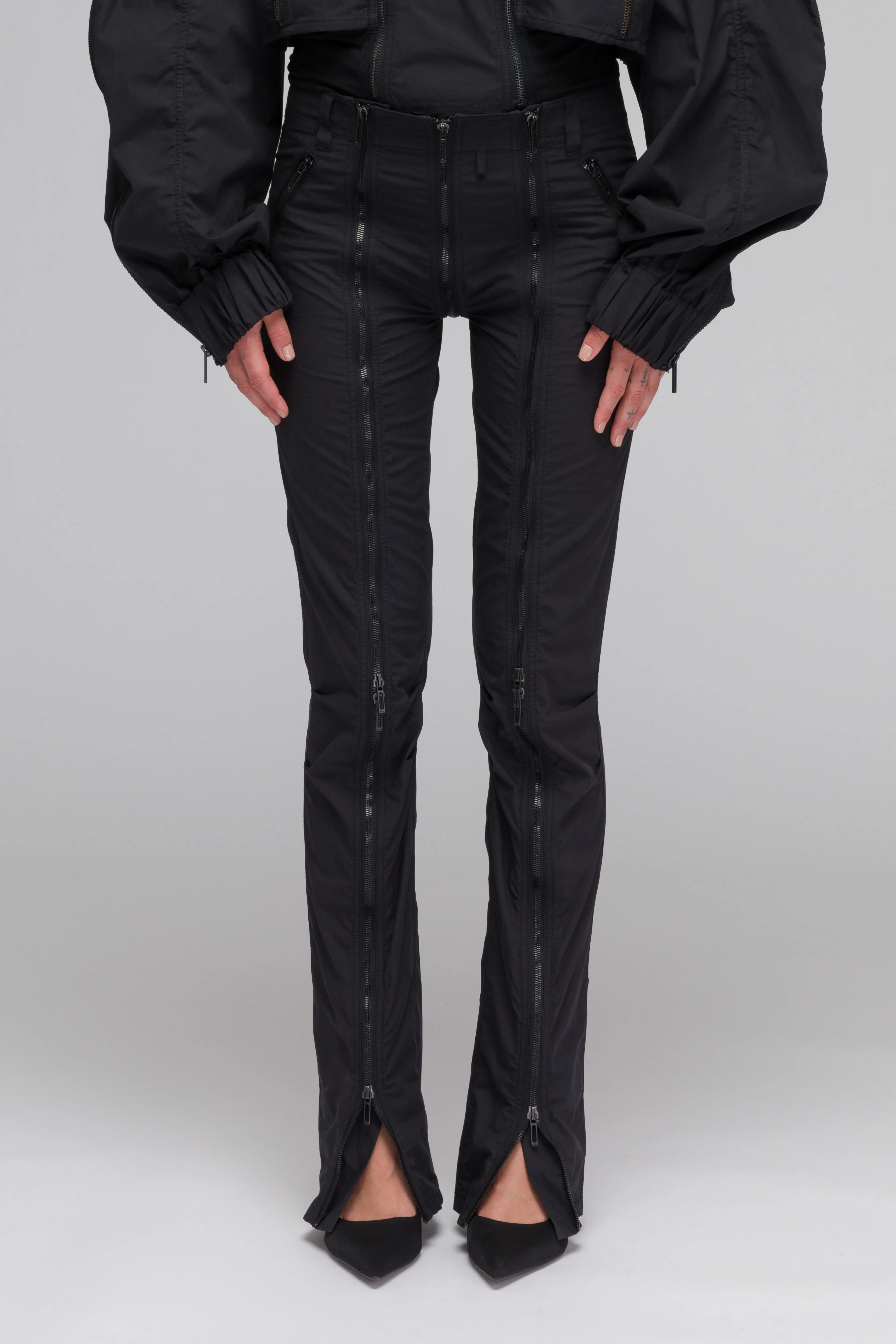 Fitted Trousers with Full-Split Zipper Detail