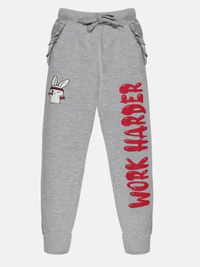 Girls "Work Harder" Printed Track pant