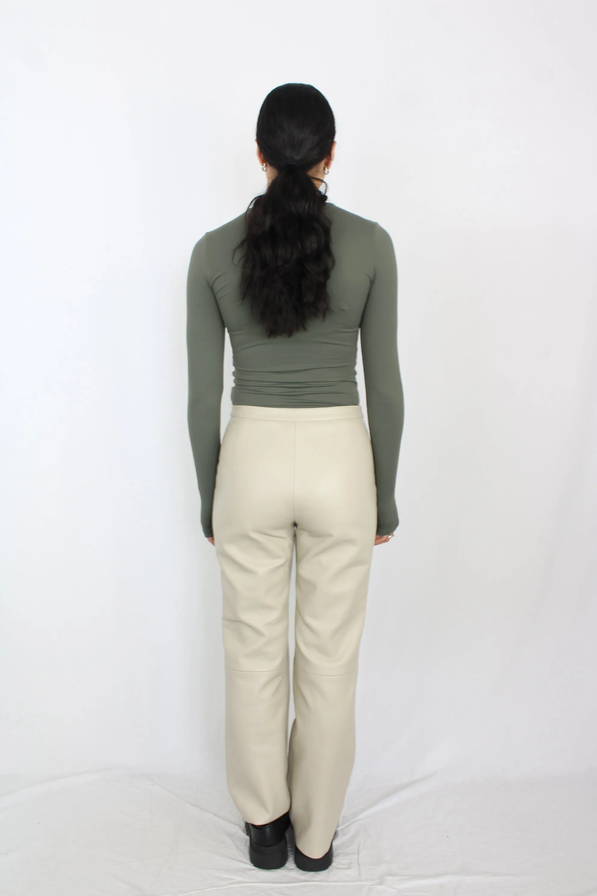 Henne - Cream Pleather Pants