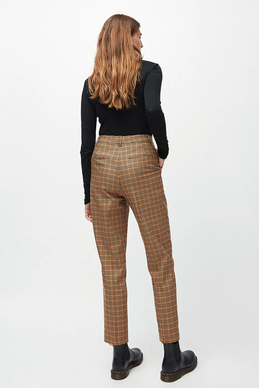 herttaa trousers check maroon <br> by ARMEDANGELS