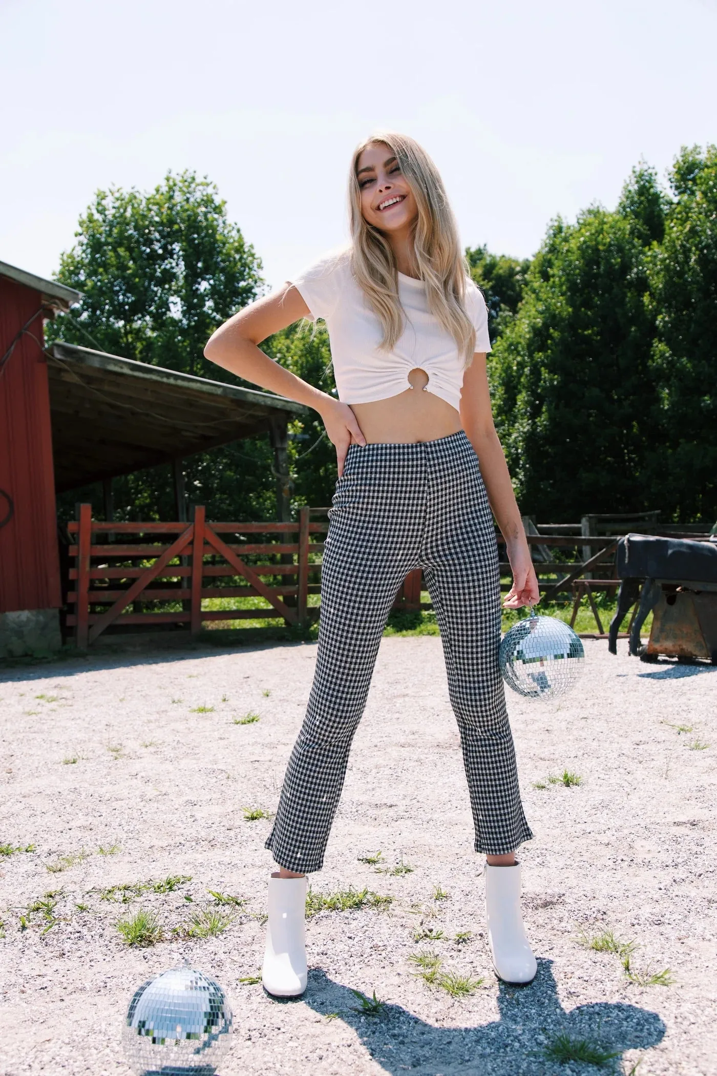 High Waisted Gingham Pant