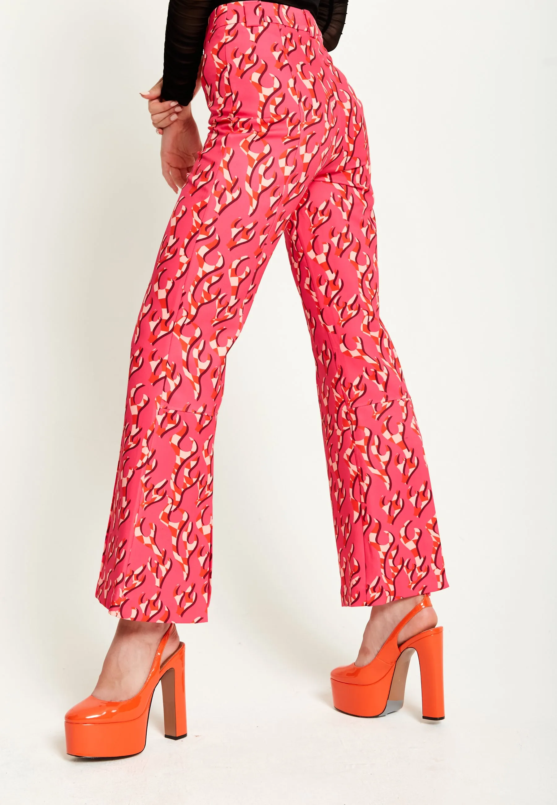 House Of Holland Pink Flame Clashing Colours Flared Trousers