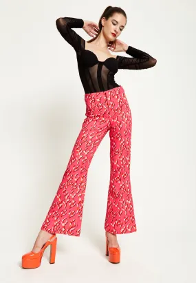 House Of Holland Pink Flame Clashing Colours Flared Trousers