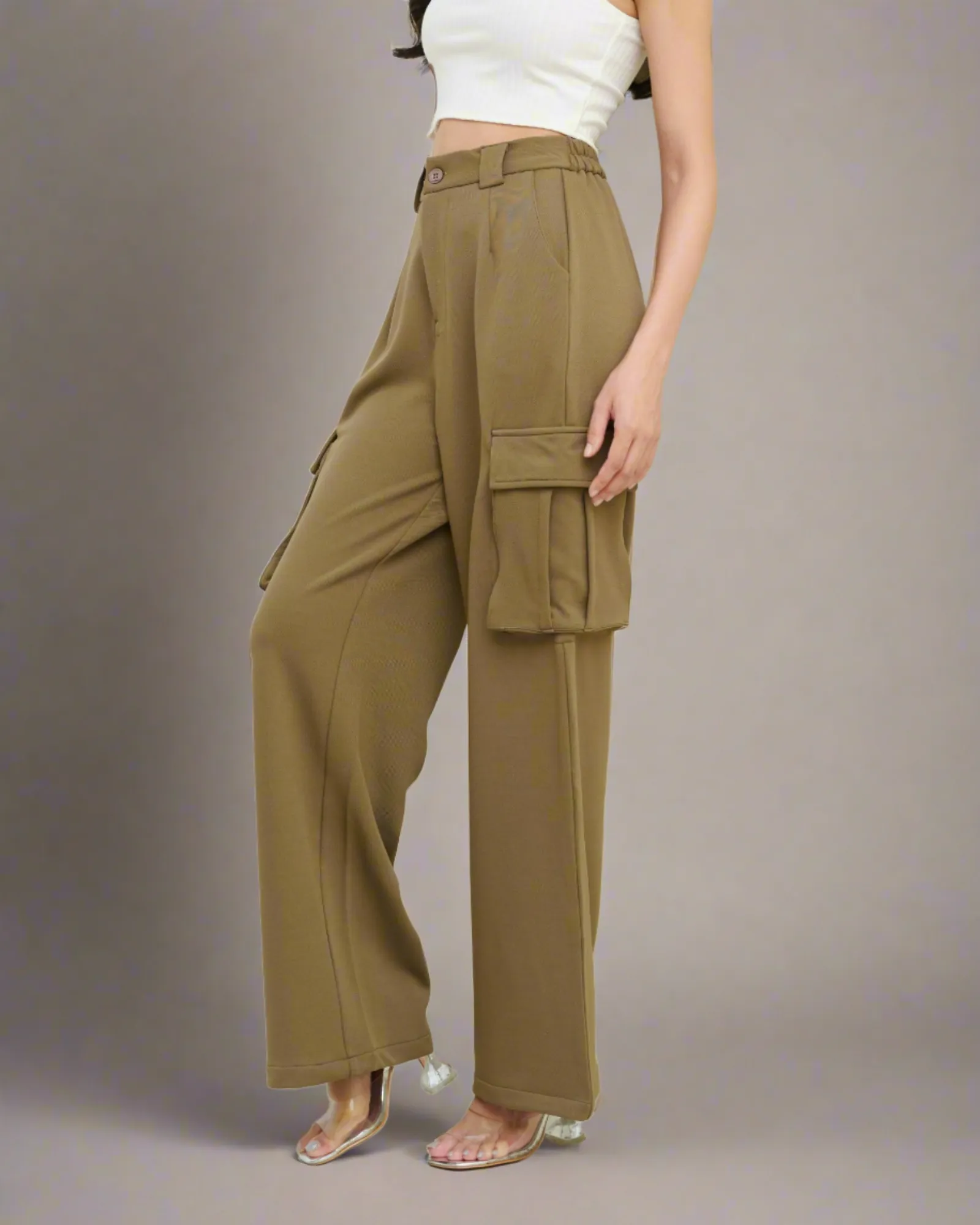 Korean Baggy High Waist Cargo Pants