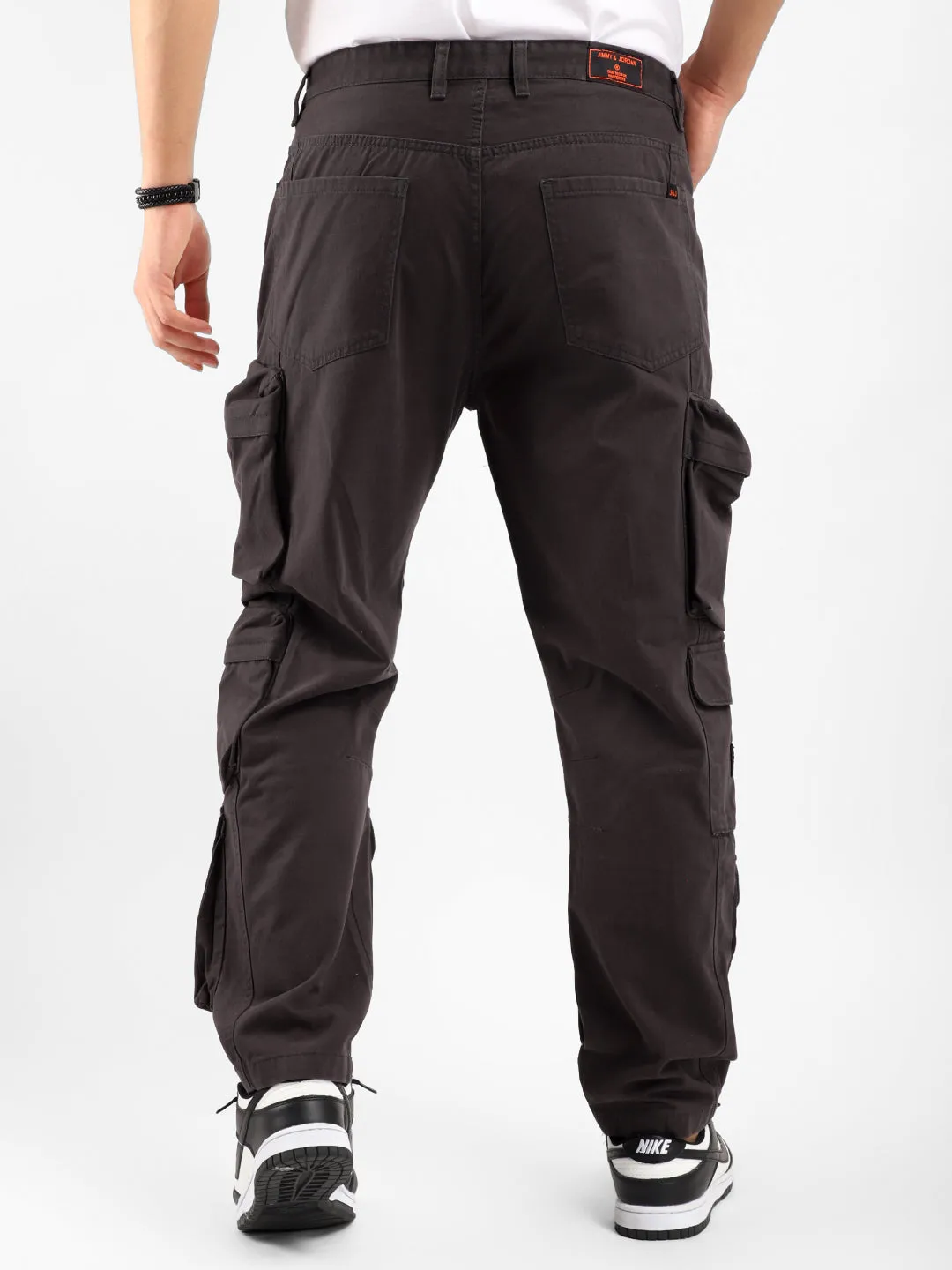 Stylish Kyubic Dark Grey Cargo Pants for Men – Comfortable Utility Trousers with Multiple Pockets