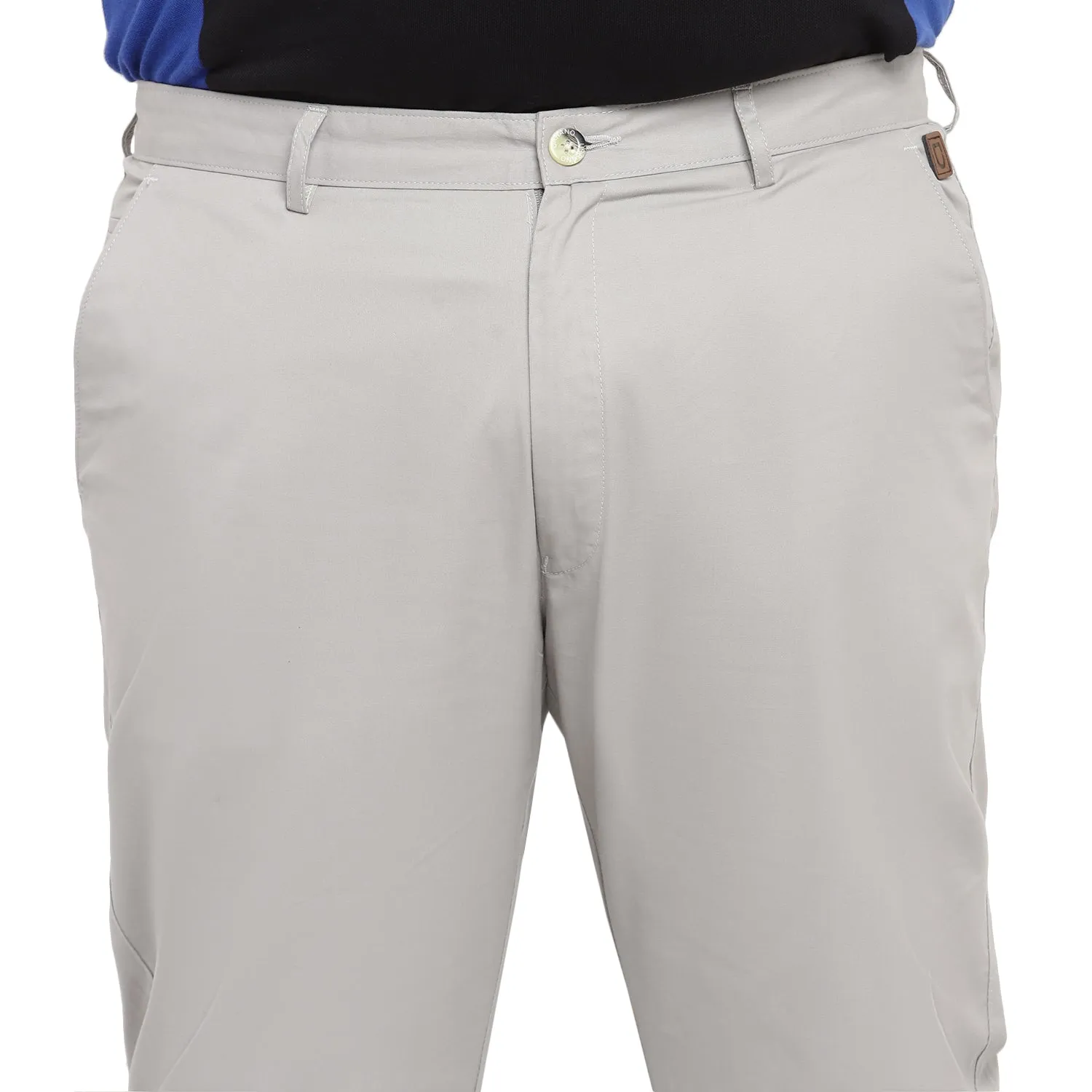 Men Regular Fit Grey Cotton Trousers