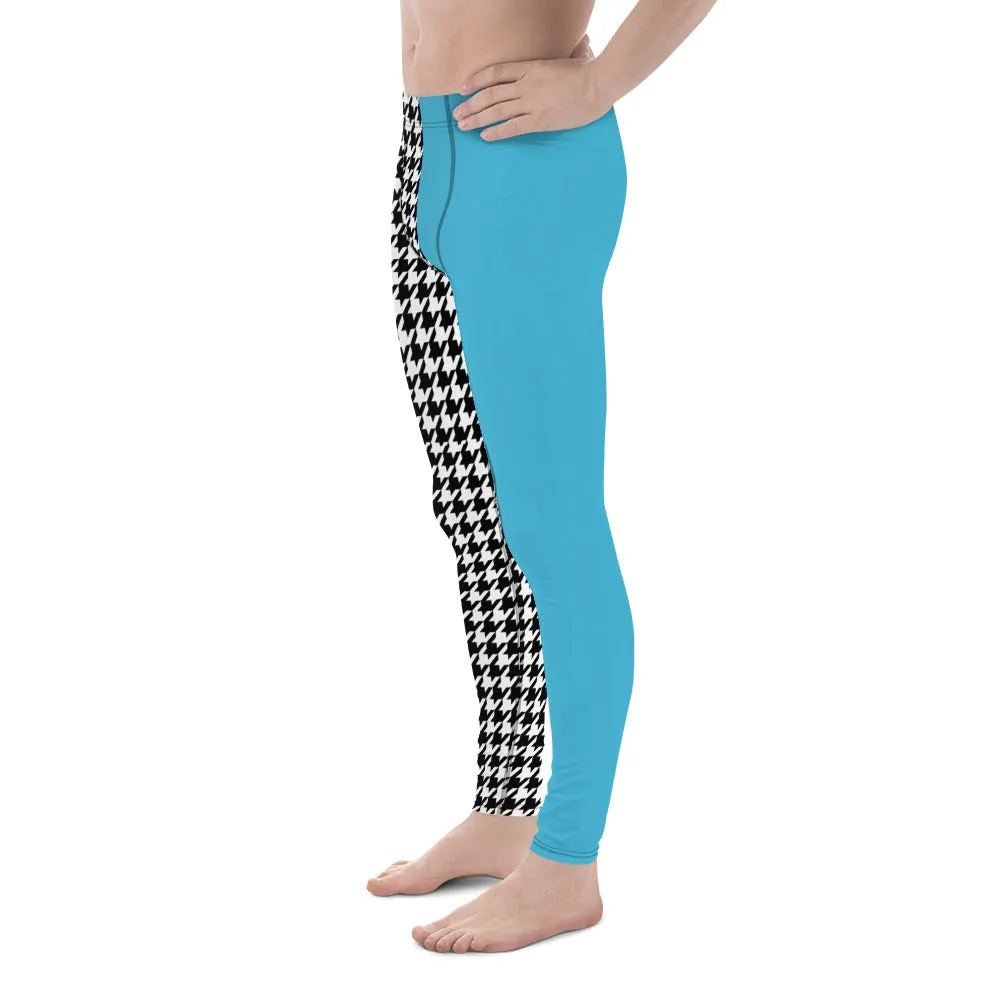 Men's Leggings Teal and Houndstooth