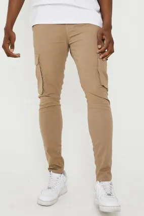 Milton Tapered Cargo Cotton Pants - Beige