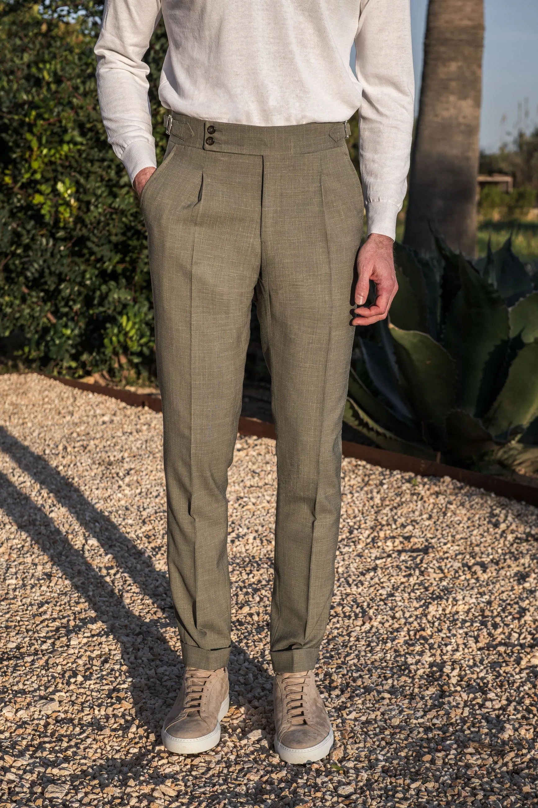 Soragna Capsule Collection Musk Green Trousers - Premium Quality, Made in Italy