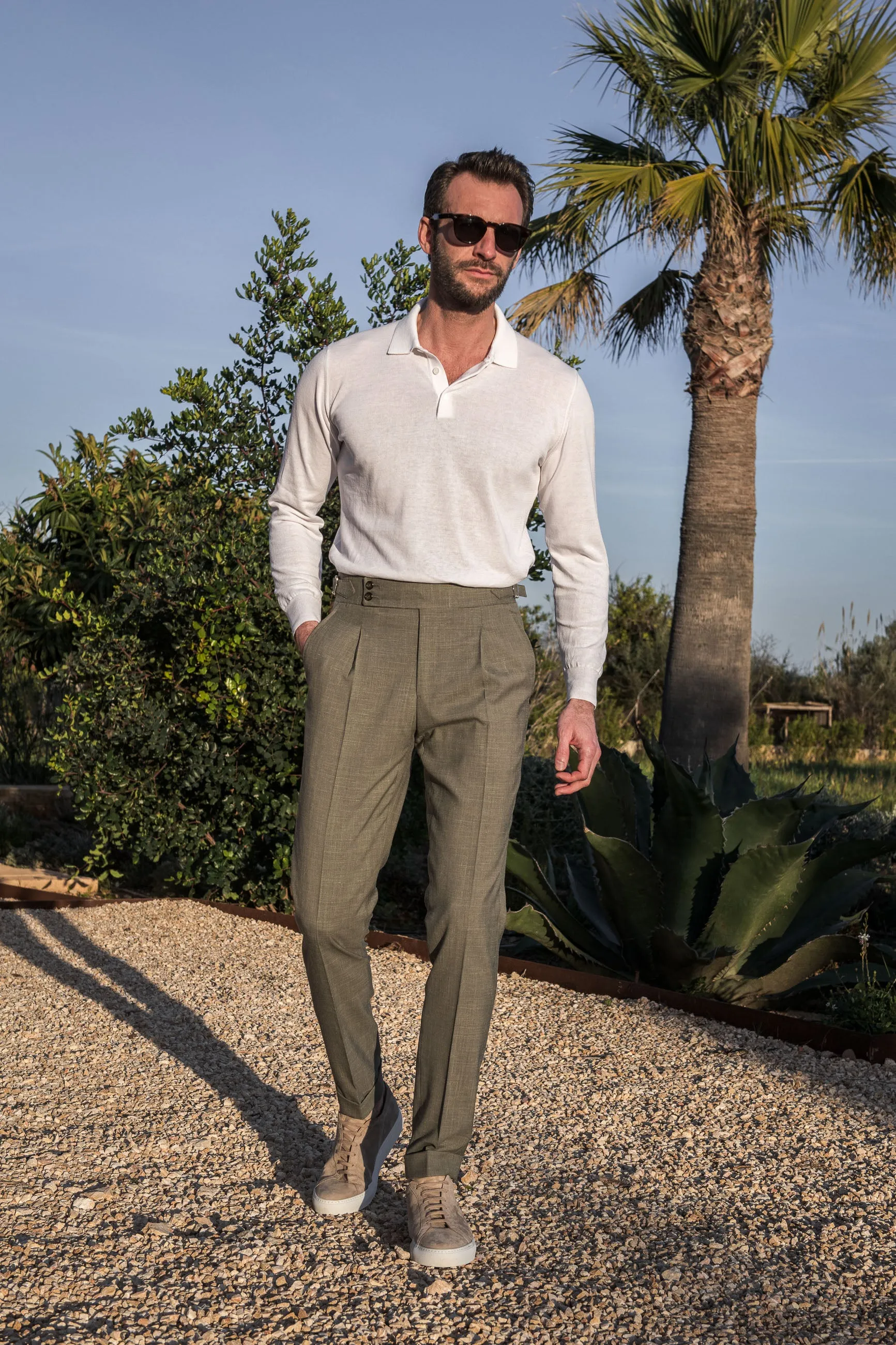 Soragna Capsule Collection Musk Green Trousers - Premium Quality, Made in Italy