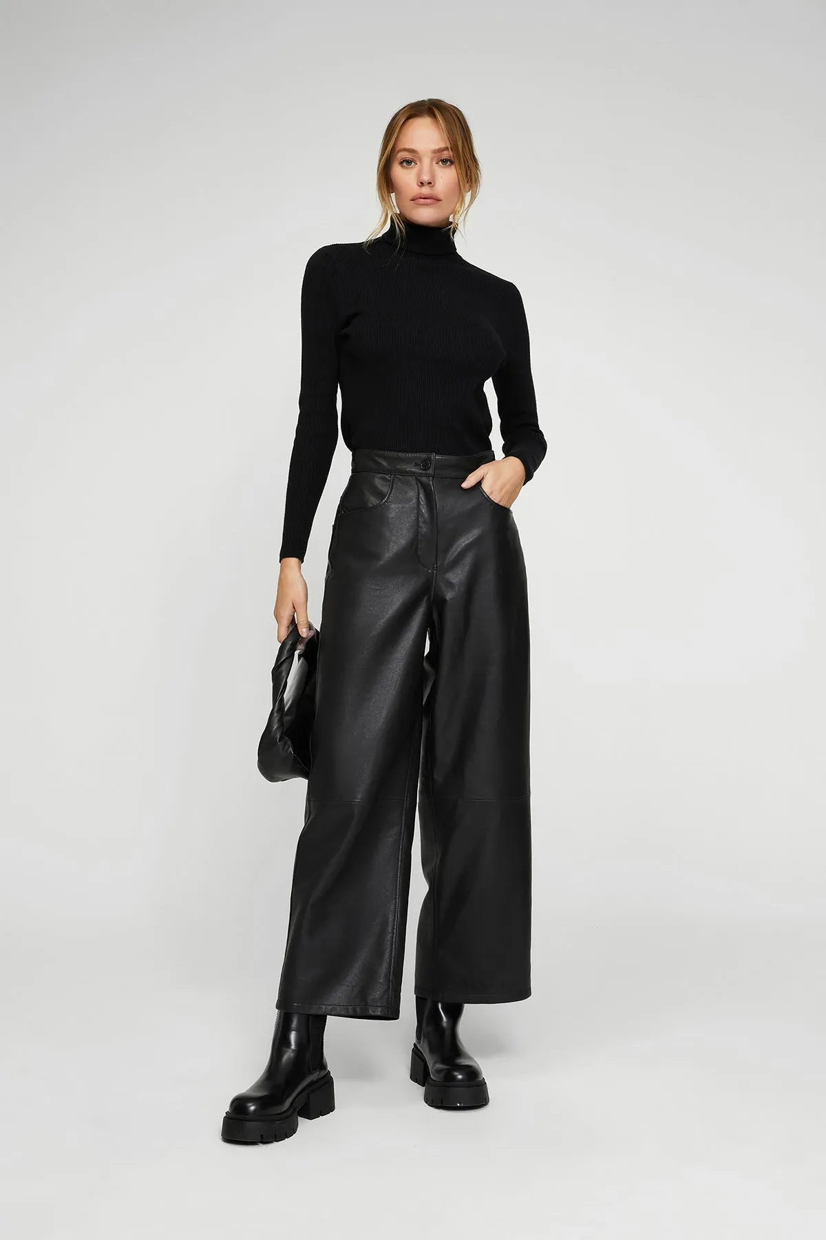 Odette - Black Leather Pant