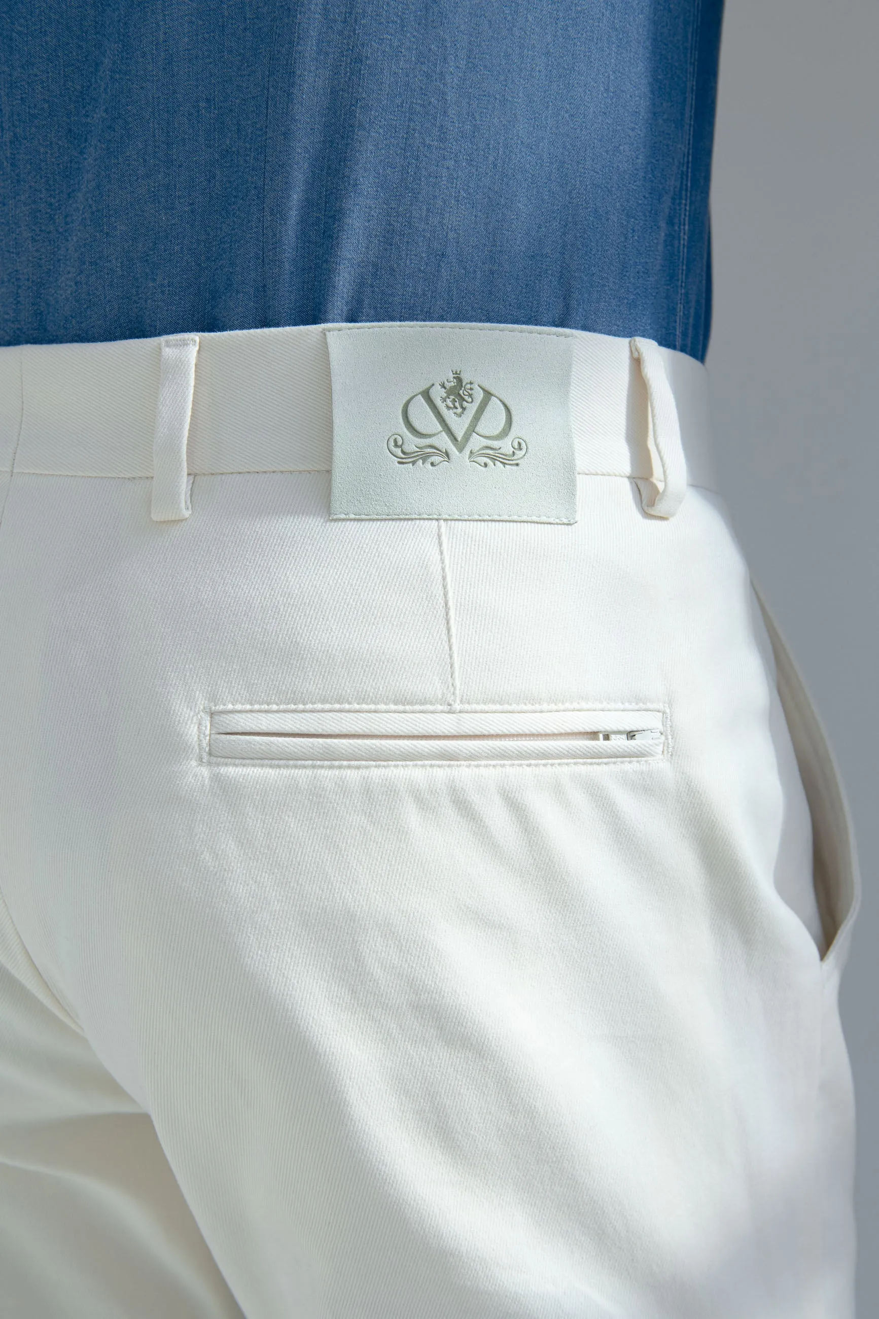 Off-white cotton and cashmere Garda trousers - Made in Italy