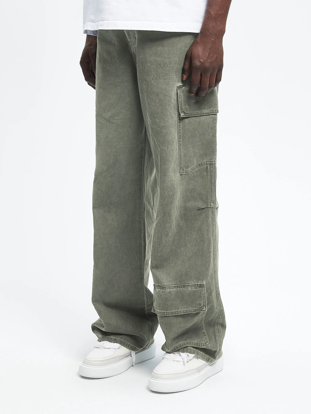 OIL WASHED CARGO PANTS - KHAKI