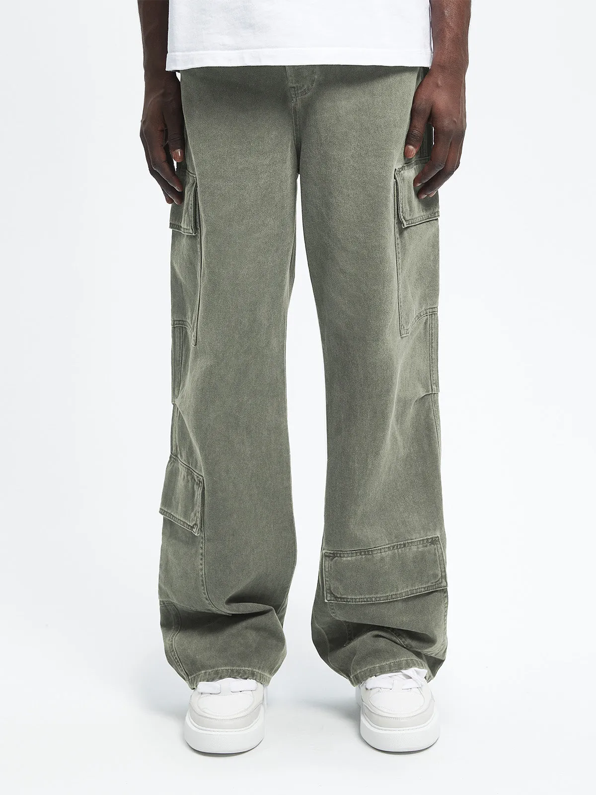 OIL WASHED CARGO PANTS - KHAKI