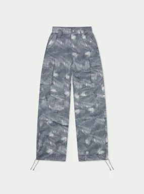 OVERSIZED TIE HEM CARGO PANTS - GREY