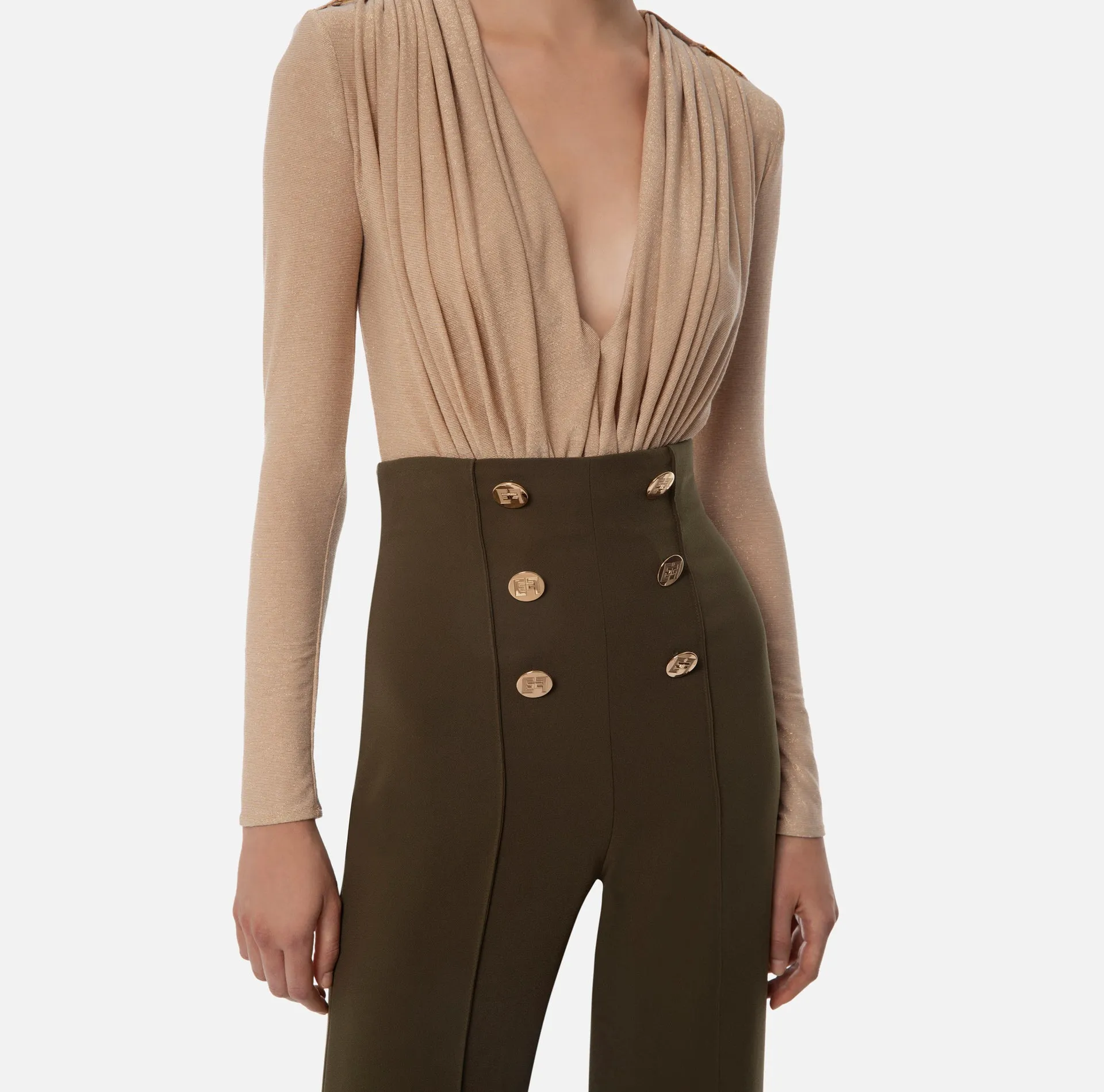 PA02436E2 Crepe palazzo trousers with button detail