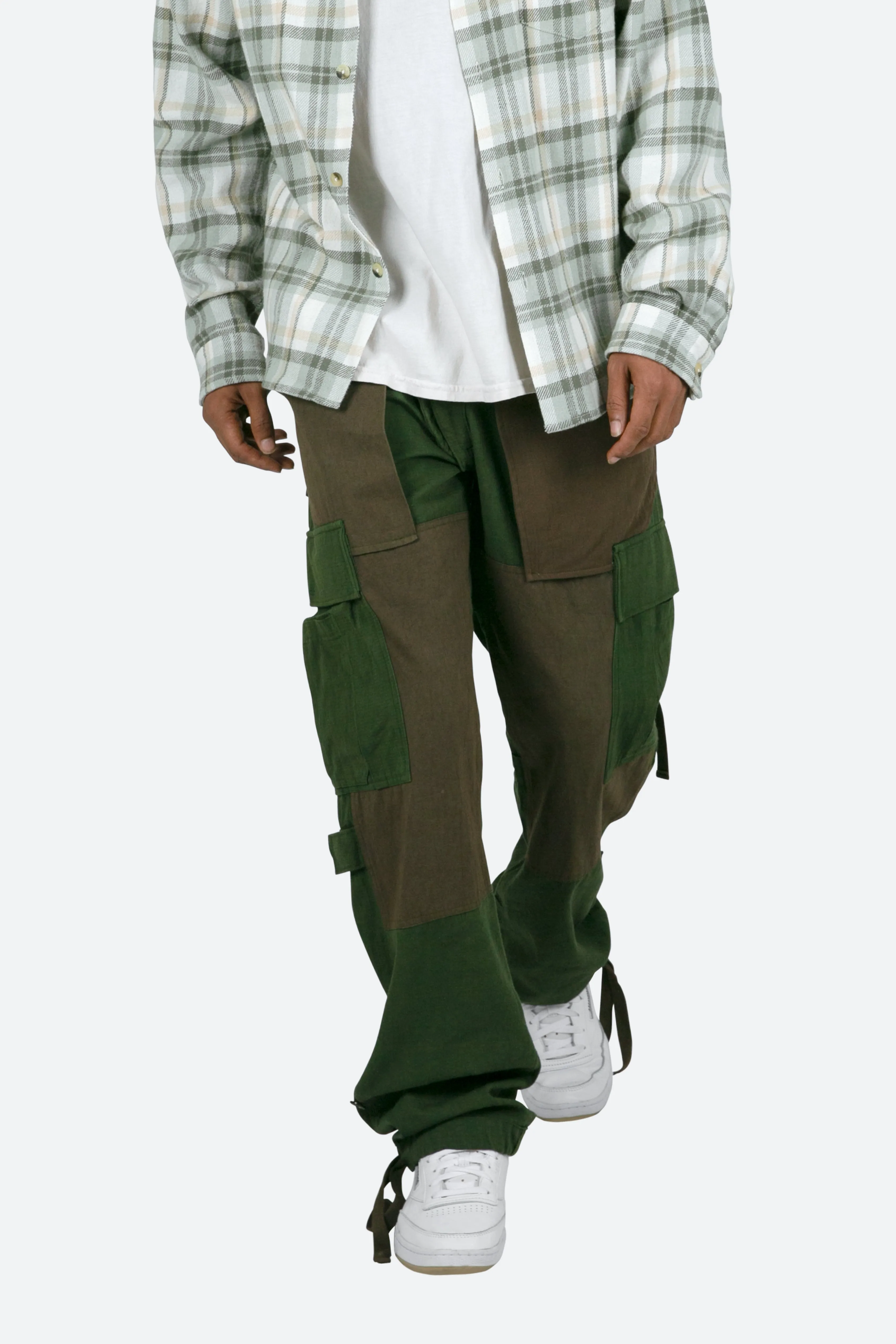 Paneled Cargo Pants - Olive