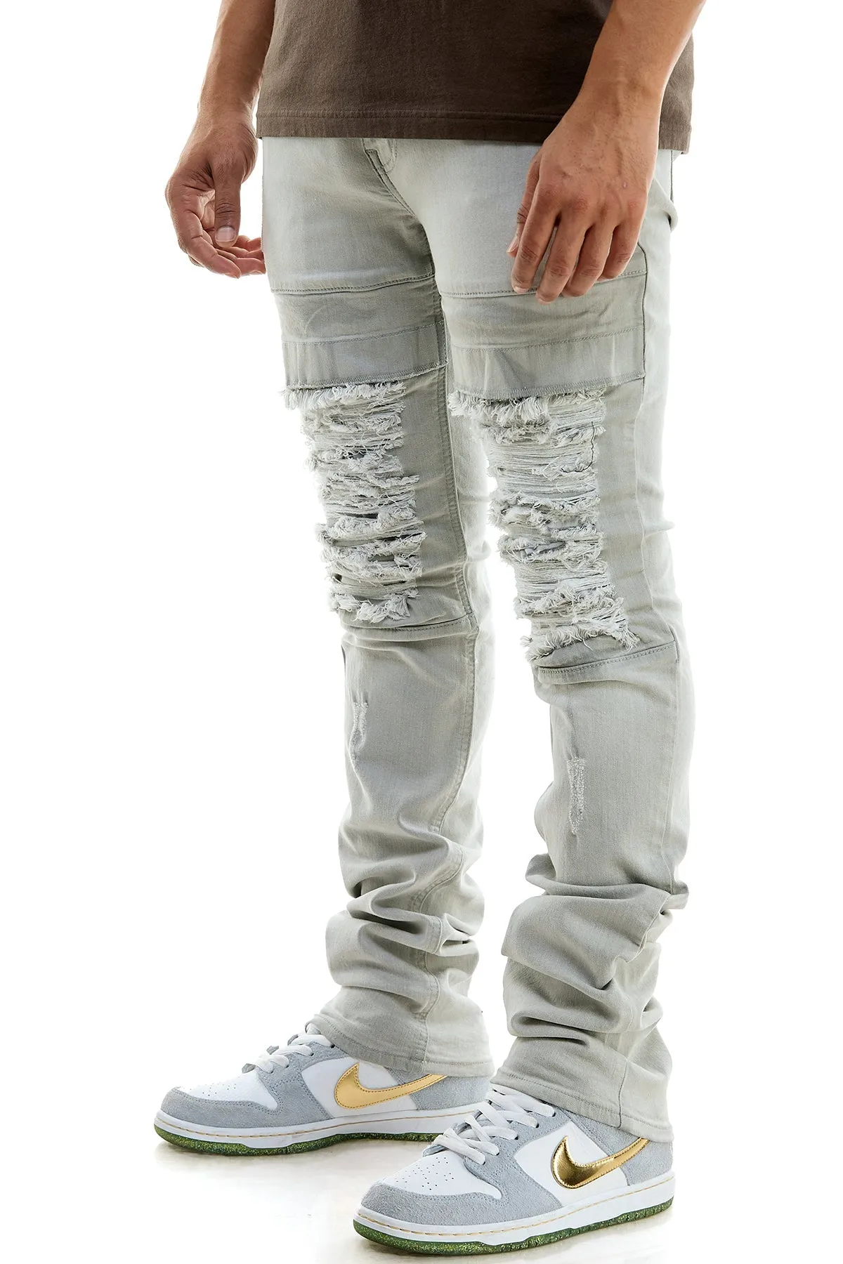 Pocket White Men's Skinny Stacked Jeans