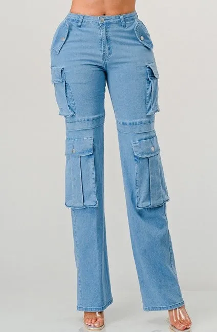 Women's Denim Cargo Pants - DAIDP1143