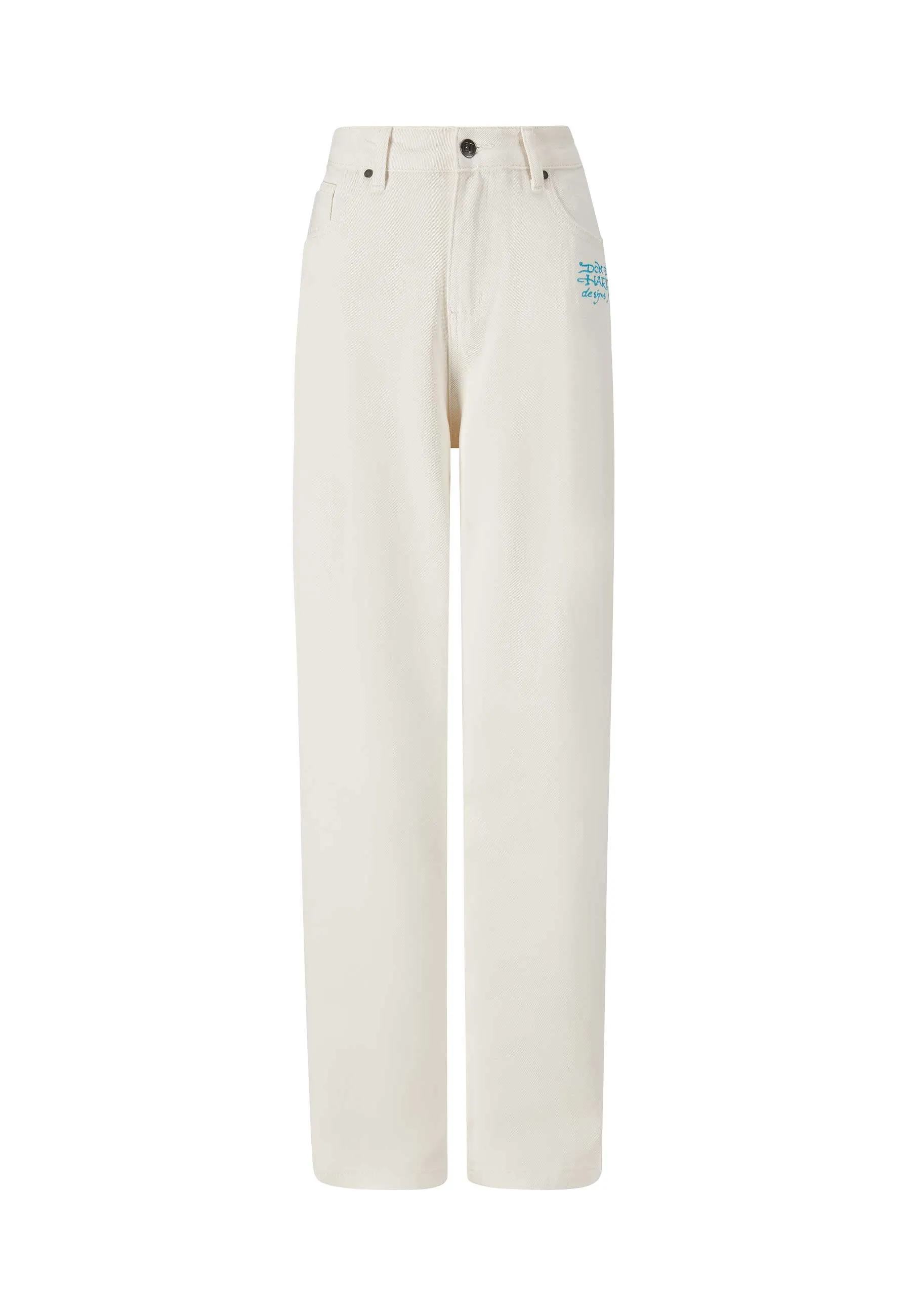 Womens Koi Island Relaxed Denim Trousers Jeans - White